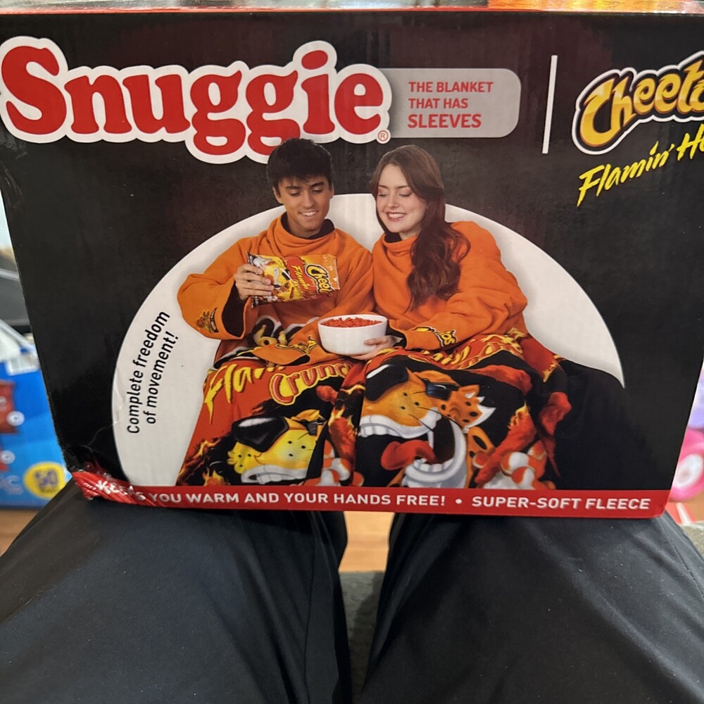 Flaming Hot Cheetos Snuggie Wearable Super Soft Fleece Blanket With Sleeves New!